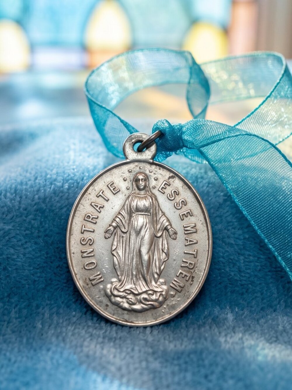Vintage Virgin Mary Religious Medal Pendant